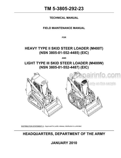 m400t skid steer tm|m400w army service kit.